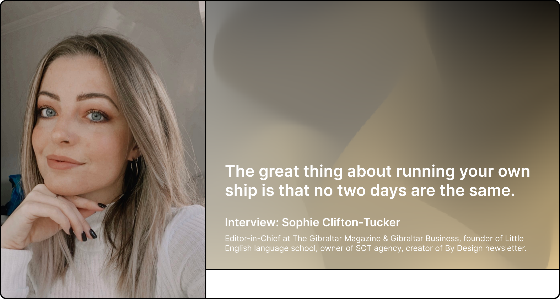 The great thing about running your own ship is that no two days are the same - An Interview with Sophie Clifton-Tucker (Gibraltar Magazine)